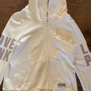 Victoria’s Secret PINK White zip up hoodie